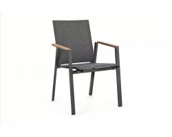 Antracytowe aluminiowe krzesło sztaplowane wstawki teak CAMERON bizzotto