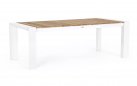 Biały rozkładany stół ogrodowy aluminium blat teak CAMERON bizzotto