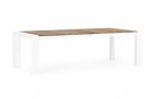 Biały rozkładany stół ogrodowy aluminium blat teak CAMERON bizzotto 253-319-384