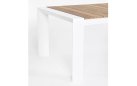 Biały rozkładany stół ogrodowy aluminium blat teak CAMERON bizzotto 253-319-384