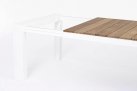 Biały rozkładany stół ogrodowy aluminium blat teak CAMERON bizzotto 253-319-384