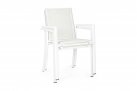 Białe krzesło aluminiowe na taras stołowe szara tekstylina KONNOR bizzotto