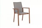 Brązowobordowe krzesło aluminiowe na taras stołowe szara tekstylina KONNOR bizzotto