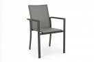 Ciemnoszare krzesło aluminiowe na taras stołowe szara tekstylina KONNOR bizzotto
