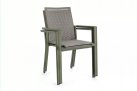 Oliwkowe krzesło aluminiowe na taras stołowe szara tekstylina KONNOR bizzotto