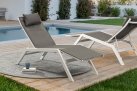 Szary półleżak ogrodowy aluminiowy z ciemnoszarą tekstyliną KRION bizzotto