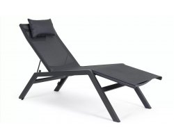 Szary półleżak ogrodowy aluminiowy z szarą tekstyliną KRION bizzotto