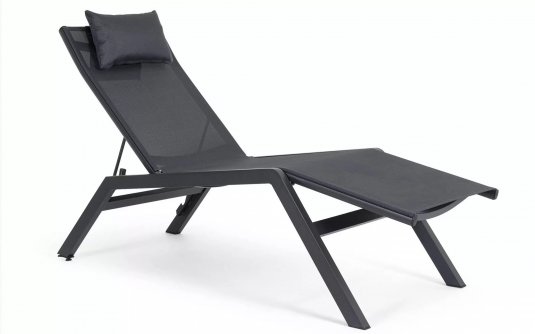Szary półleżak ogrodowy aluminiowy z szarą tekstyliną KRION bizzotto Szary półleżak ogrodowy aluminiowy z szarą tekstyliną KRION bizzotto