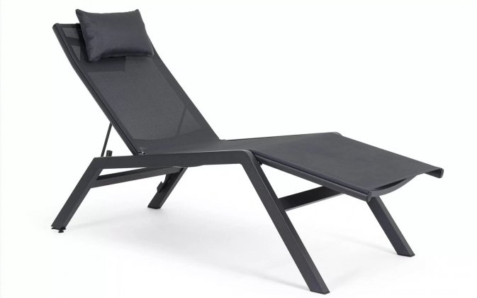 Szary półleżak ogrodowy aluminiowy z szarą tekstyliną KRION bizzotto