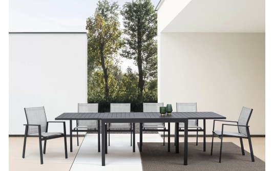 Ciemnoszary zestaw obiadowy ogrodowy aluminiowy z 8 krzeslami PELAGIUS bizzotto