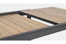Ciemnoszary stół aluminiowy z blatem imitacja drewna rozkładany 160-240 ogrodowy BELMAR bizzotto