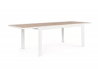 Biały stół aluminiowy z blatem imitacja drewna rozkładany 160-240 ogrodowy BELMAR bizzotto