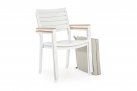 Sztaplowane białe krzesło stołowe na taras z poduszką podłokietniki CIEMNOSZARE BELMAR bizzotto