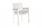 Sztaplowane białe krzesło stołowe na taras z poduszką podłokietniki CIEMNOSZARE BELMAR bizzotto