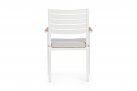 Sztaplowane białe krzesło stołowe na taras z poduszką podłokietniki CIEMNOSZARE BELMAR bizzotto