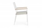 Sztaplowane białe krzesło stołowe na taras z poduszką podłokietniki CIEMNOSZARE BELMAR bizzotto