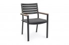 Sztaplowane ciemnoszare krzesło stołowe na taras z poduszką podłokietniki CIEMNOSZARE BELMAR bizzotto