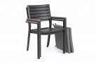 Sztaplowane szare krzesło stołowe na taras z poduszką podłokietniki CIEMNOSZARE BELMAR bizzotto