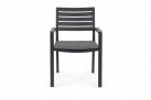 Sztaplowane szare krzesło stołowe na taras z poduszką podłokietniki CIEMNOSZARE BELMAR bizzotto