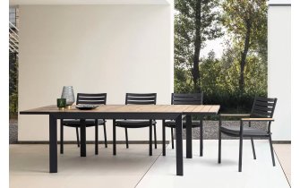 Komplet mebli ogrodowych stołowych z szarego aluminium BELMAR bizzotto