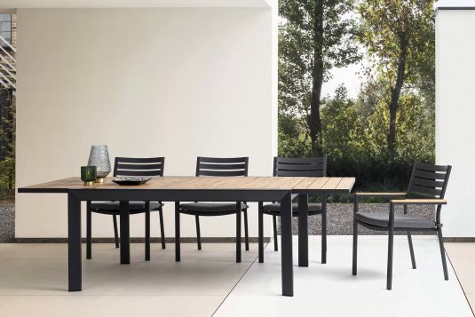 Komplet mebli ogrodowych stołowych z szarego aluminium BELMAR bizzotto