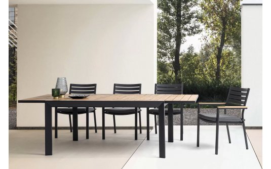 Komplet mebli ogrodowych stołowych z szarego aluminium BELMAR bizzotto