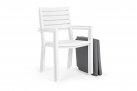 Białe aluminiowe krzesło sztaplowane HELINA bizzottoz poduszką 