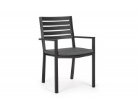 Ciemnoszare aluminiowe krzesło sztaplowane HELINA bizzottoz poduszką 