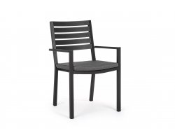 Ciemnoszare aluminiowe krzesło sztaplowane HELINA bizzottoz poduszką 