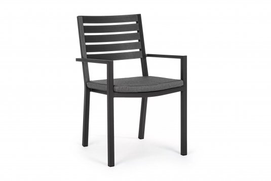 Ciemnoszare aluminiowe krzesło sztaplowane HELINA bizzottoz poduszką 