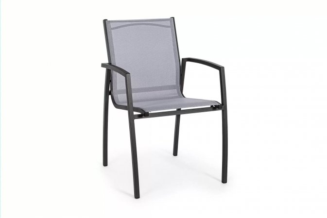 Lekkie sztaplowane ciemnoszare krzesło siedzisko tekstylina HILLA bizzotto