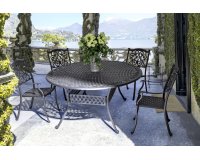 Antracytowy klasyczny komplet stołowy aluminiowy IVREA na taras 201x148 cm bizzotto