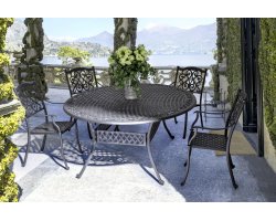 Antracytowy klasyczny komplet stołowy aluminiowy IVREA na taras 201x148 cm bizzotto