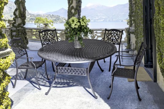 Antracytowy klasyczny komplet stołowy aluminiowy IVREA na taras 201x148 cm bizzotto