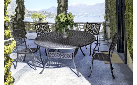 Antracytowy klasyczny komplet stołowy aluminiowy IVREA na taras 201x148 cm bizzotto