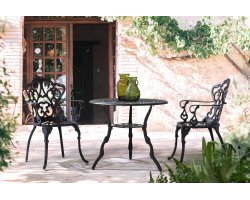 Zestaw balkonowy stołowy dla dwojga z odlewanego aluminium ciemnoszare VICTORIA bizzotto