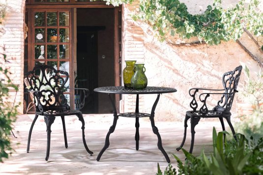 Zestaw balkonowy stołowy dla dwojga z odlewanego aluminium ciemnoszare VICTORIA bizzotto