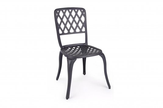 Klasyczne krzesło z odlewanego aluminium ciemnoszare FAENZA bizzotto ciemnoszare