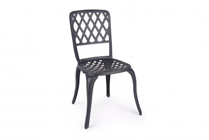 Klasyczne krzesło z odlewanego aluminium ciemnoszare FAENZA bizzotto ciemnoszare