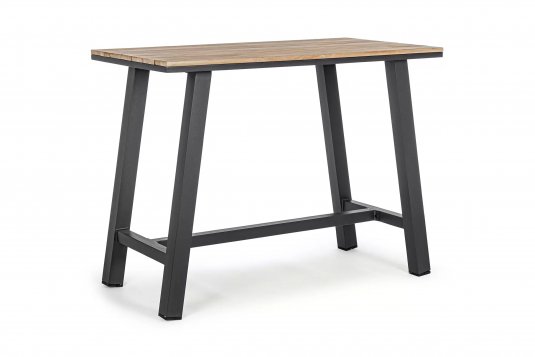 Stół barowy ogrodowy aluminiowy ciemnoszary blat efekt drewna SKIPPER bizzotto