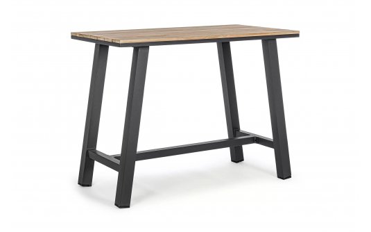 Stół barowy ogrodowy aluminiowy ciemnoszary blat efekt drewna SKIPPER bizzotto Stół barowy ogrodowy aluminiowy ciemnoszary blat efekt drewna SKIPPER bizzotto