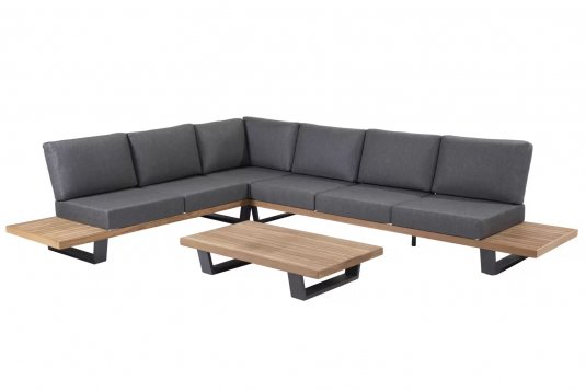 Modułowy narożnik na taras szary platforma teak EMERALD 4SO