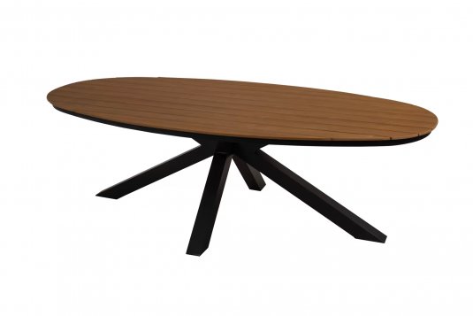Owalny stół ogodowy z podstawie aluminiowej i blacie z kompozytu drewnianego ala teak AREZZO OVAL 240x110