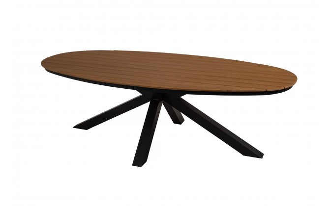 Owalny stół ogodowy z podstawie aluminiowej i blacie z kompozytu drewnianego ala teak AREZZO OVAL 240x110