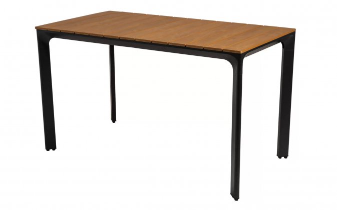 Prostokątny stół ogrodowy aluminium antracyt blat kompozyt teak AREZZO 130x70