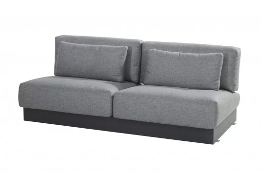 Sofa 2-osobowa aluminiowa z dgrubymi szarymi poduszkami IBIZA 4SO