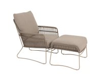 Fotel ogrodowy wypoczynkowy z podnóżkiem BOTANIC 4SO szarooliwkowy poduszki materiał Bounce