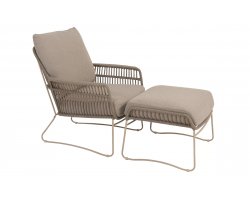 Fotel ogrodowy wypoczynkowy z podnóżkiem BOTANIC 4SO szarooliwkowy poduszki materiał Bounce