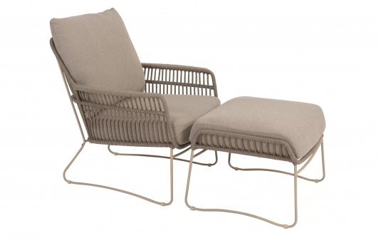 Fotel ogrodowy wypoczynkowy z podnóżkiem BOTANIC 4SO szarooliwkowy poduszki materiał Bounce Fotel ogrodowy wypoczynkowy z podnóżkiem BOTANIC 4SO szarooliwkowy poduszki materiał Bounce