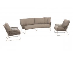 Zestaw wypoczynkowy na taras wysoki BOTANIC 4SO szarobeżowy poduszki Boucle